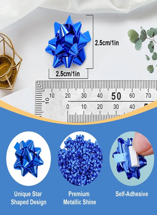 Extrapins 100 Pcs Mini Christmas Gift Bows, 1 Inch Blue Small Star Bow, Adhesive Present Bows for Christmas, Holiday, Party Decorations, DIY Crafts, Wrapping Presents and Gifts - Image 2